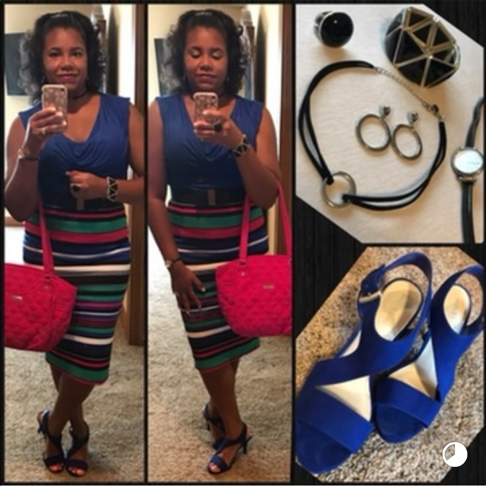 Striped pencil skirt